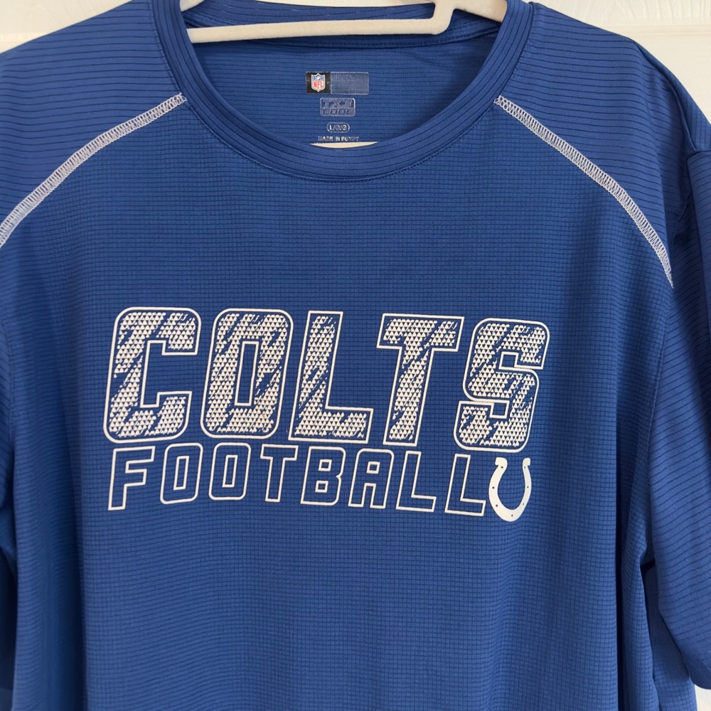 NFL Team Apparel Indianapolis Colts Blue Performance Shirt Mens Large TX3 Cool - Picture 2 of 5